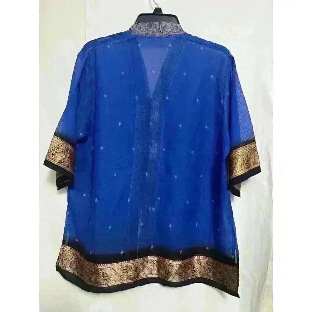 PLE BOUTIQUE Woman's XXL Short Sleeve Thailand Loop Button Blouse 0065 - Picture 2 of 5